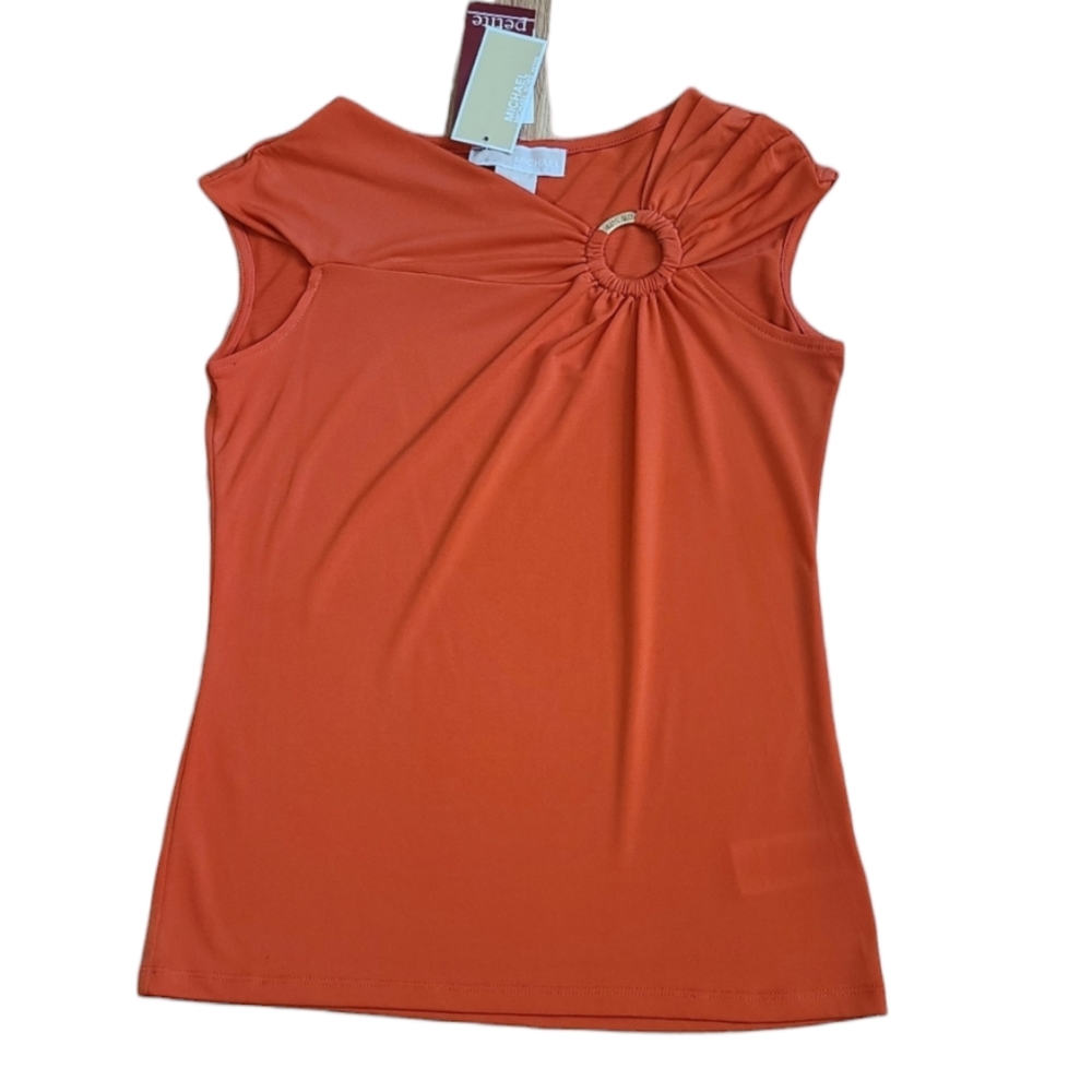 NWT Michael Kors Women's Orange Blouse, Size SP